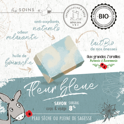 Savon bio surgras 8% au lait de nos ânesses et huile de bourrache 2