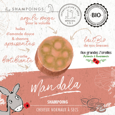 Shampoing solide bio au lait d'ânesse et huile d'amande douce - Mandala 2