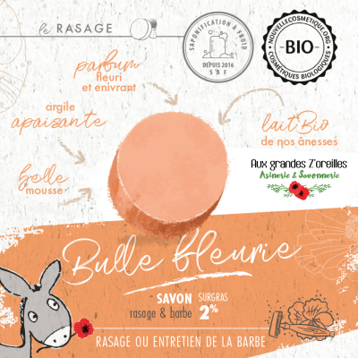 Savon de rasage bio au lait d'ânesse - géranium rosat & patchouli 2