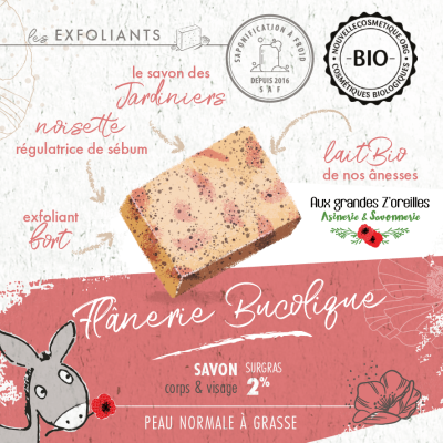 Savon exfoliant bio et artisanal au lait d'ânesse & coquelicot - Flânerie bucolique 2