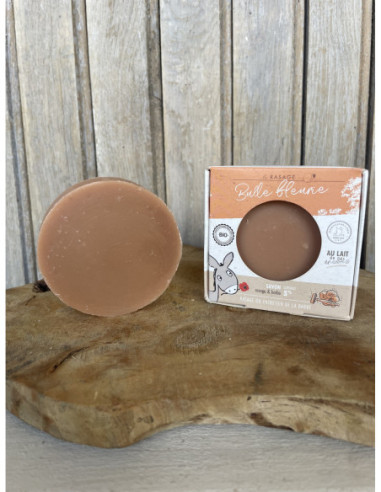 Savon de rasage bio au lait d'ânesse - géranium rosat & patchouli