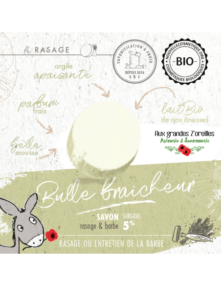 Savon de rasage bio au lait d'ânesse - romarin & eucalyptus