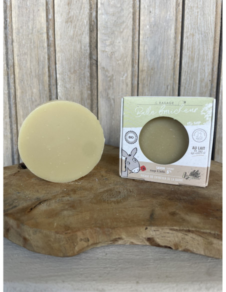 Savon de rasage bio au lait d'ânesse - romarin & eucalyptus
